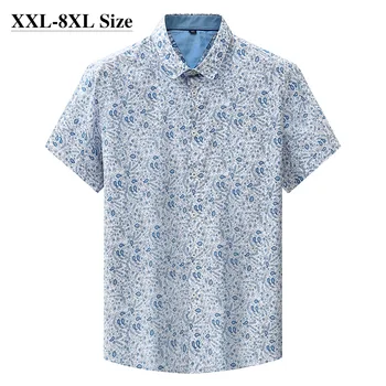 Мужские рубашки с цветочным принтом размера оверсайз 8XL 7XL 6XL, 100% хлопок, хорошее качество, модные повседневные рубашки с короткими рукавами, мужские