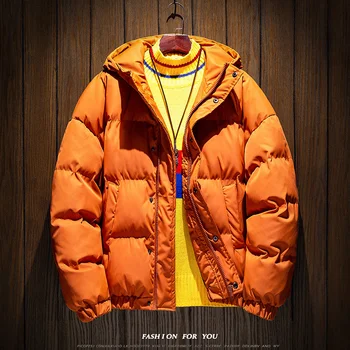 Хлебная услуга мужская корейская версия 2022 новая трендовая хлопчатобумажная свободная толстая куртка одежда для пары зимнее пальто Желтый синий японский стиль