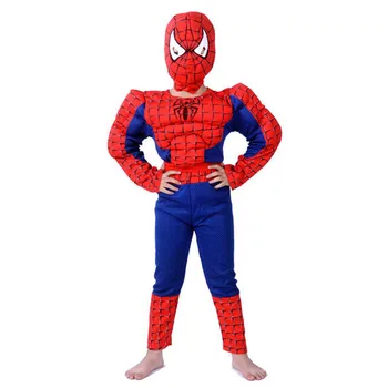 Мускулистый Костюм Человека-паука для Косплея для мальчиков, Питер Паркер, Рождество, Новогодняя маска Человека-паука для вечеринки