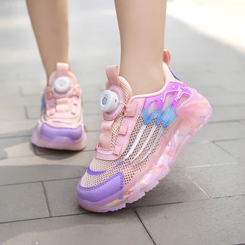 Оригинальная детская обувь, кроссовки для девочек, Дышащие Летние модные повседневные кроссовки на платформе, Розовые детские кроссовки Tenis, спортивная обувь для девочек