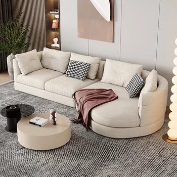 Угловой диван с изогнутой тканью по Скандинавской технологии, L-Образный Дизайнерский диван для гостиной, Белый, Секционный, Комфортная Мебель для дома Italiano Divano