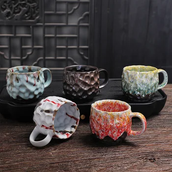 Кофейная чашка ручной работы из грубой керамики в печи, ретро Японская Кружка, Чашка для воды, мужская и женская Чайная чашка, Керамическая креативная чашка для пары