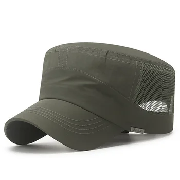 Мужские быстросохнущие сетчатые военные шляпы с плоским верхом, промытые кепки, повседневные бейсболки, Летние дышащие Регулируемые военные кепки