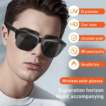 Умные очки с защитой от синего света, стереодинамики с двумя динамиками для прослушивания музыки, звонков, сенсорных Bluetooth, Модные солнцезащитные очки