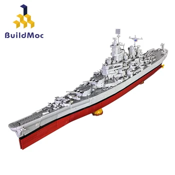 BuildMoc Военный USS Lowa BB-61 Военный Корабль Строительные Блоки Набор Линкоров Мировой войны Корабль Лодка Кирпичи Игрушки Подарки Детям На День Рождения