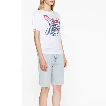 2023 Летняя женская Свободная футболка с коротким рукавом, Новый модный повседневный пуловер с буквенным принтом