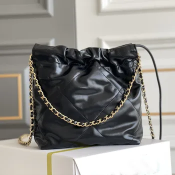 Мода 2023 Года, Роскошная Дизайнерская сумка-тоут из натуральной кожи Большой Емкости, сумка-тоут с сеткой-Ромб и Цепочкой через плечо