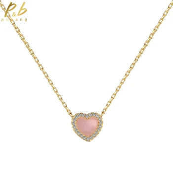 PuBang Fine Jewelry Ожерелье с подвеской в виде сердца из цельного серебра 925 пробы с муассанитом для женщин, подарок на годовщину, Бесплатная доставка
