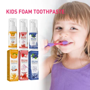 Новая детская пенная Зубная паста Для чистки зубов, Ярко-белая, для защиты десен От кариеса, Со вкусом клубники, Пресс-Муссовая Зубная паста
