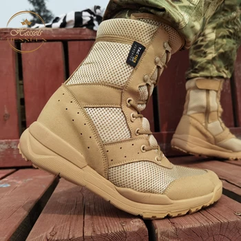 Новейшая Унисекс на молнии, сверхлегкая Уличная обувь для Скалолазания, Тактические тренировочные армейские ботинки, Летние походные ботинки для Пустыни с дышащей сеткой