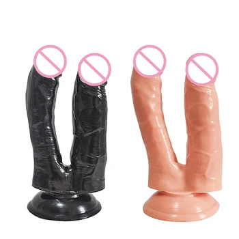 Секс-игрушки для взрослых, Двойной фаллоимитатор, пенис, точка G, Стимулирующий влагалище, Мастурбатор, Анальная пробка, присоска для лесбиянок, гей-пары