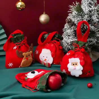 Сумка для хранения детских чулок со Снеговиком, сумка для Рождественских подарков, Рождественские сумки на шнурке, Упаковочная сумка, сумки для конфет