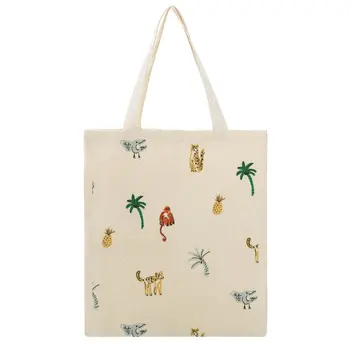 Индивидуальные холщовые сумки, сумка через плечо для покупателей, Сумки-тоут, Повседневные сумки с украшением в виде животных, сумки для продуктов на заказ