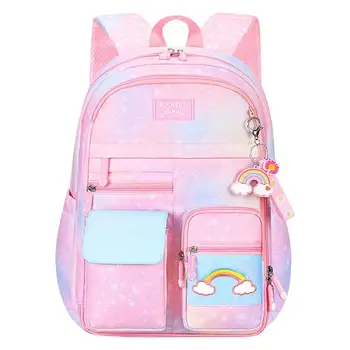 Радужный рюкзак Большой емкости, легкие школьные рюкзаки Градиентного розового цвета, сумка для начальной школы, Радужный рюкзак, школа