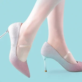 Женские Силиконовые эластичные шнурки для обуви на высоком каблуке, Регулируемый Ремень для обуви на щиколотке, Противоскользящие ремешки, Женские шнурки для обуви