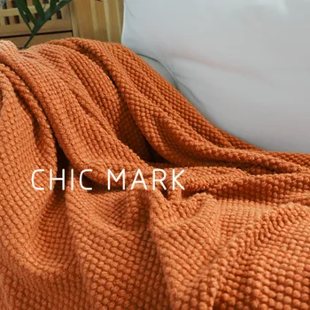 Однотонное вязаное одеяло с декором в конце кровати, Покрывало для кровати с роскошными одеялами с ворсом, Шаль, Скандинавские Манто, Декор для дивана