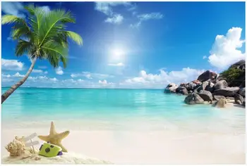 Пользовательские фото 3D обои Красивый приморский пляж кокосовая пальма пейзаж комнаты домашний декор 3D настенные обои для гостиной