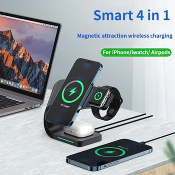 Беспроводные Зарядные устройства 3 в 1 Подставка Для iPhone 14 13 12 Pro Max Мини Магнитная Зарядная док-станция Для Airpods Apple watch 8 Зарядное Устройство