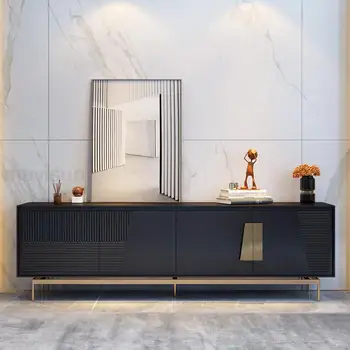 Современный прямоугольный ТВ-шкаф высокого класса, Изготовленный на заказ для спальни, Домашний Деревянный тв-шкаф в итальянском стиле с рамой из нержавеющей стали
