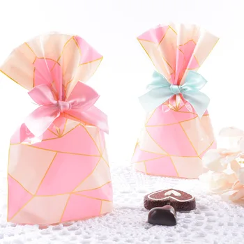 Горячая продажа Оптом 50 шт./лот, упаковочные пакеты из розового золота, Пластиковые подарочные пакеты на День Святого Валентина, свадебные украшения, подарочная сумка