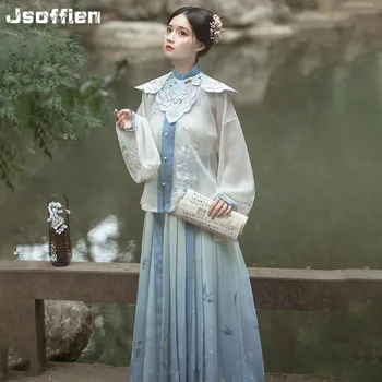 Оригинальный Китайский костюм Ханьфу, женский Традиционный костюм эпохи Тан, Платье Принцессы с высококачественной Вышивкой, Восточная Сценическая Народная Танцевальная одежда