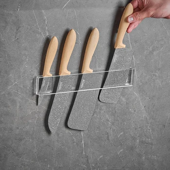 Акриловый держатель ножа для стены, Современная прозрачная вешалка для ножей, Кухонный нож, Ножницы, Органайзер для хранения посуды