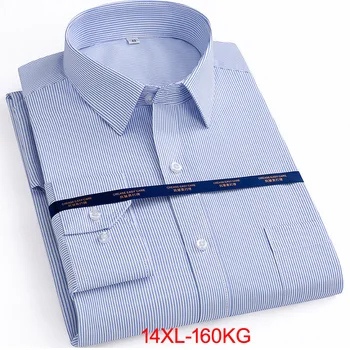 Высококачественная летняя мужская офисная рубашка больших размеров из хлопка 8XL 10XL 7XL 12XL 14XL, рубашка оверсайз с карманами, официальная рубашка синего, черного цвета 56 58