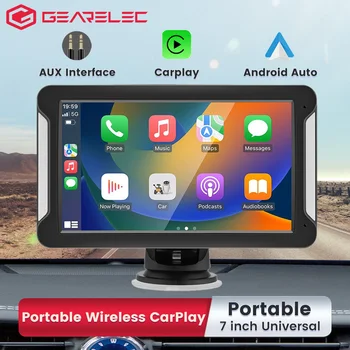 Универсальное 7-Дюймовое Автомобильное Радио Портативный Беспроводной CarPlay Android Авто Стерео Мультимедийный плеер Сенсорный экран Bluetooth Навигация