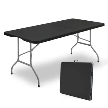 Складной стол SUGIFT 6 футов, Портативные пластиковые столы для вечеринки, пикника, кемпинга, черный