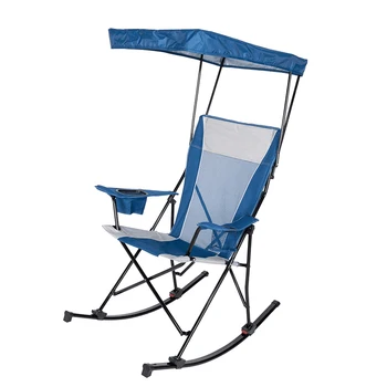 Сетчатый походный стул-качалка с балдахином, подстаканник, синие и серые Съемные качалки, пляжный стул для взрослых для кемпинга, складные стулья
