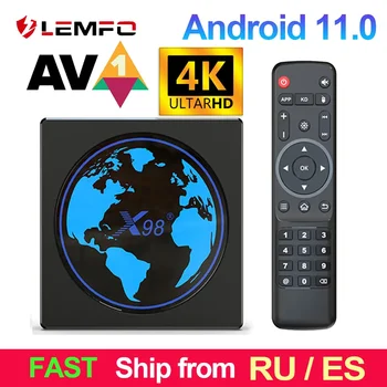X98 Mini Android Tv Box Android 11 4K 60Fps Hdr Поддержка Av1 Двойной Wifi Медиаплеер Google Youtube 4 ГБ 64 ГБ телеприставка