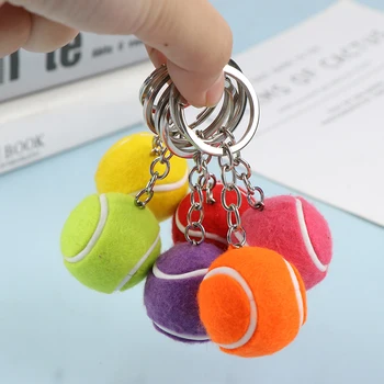 6 Цветная Цепочка для ключей Теннисный мяч Металлический брелок Для ключей от автомобиля Брелок для ключей спортивная цепочка цветная подвеска