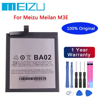 Meizu Высококачественный 100% Оригинальный Аккумулятор 3100mAh BA02 Для Аккумуляторов мобильных телефонов Meizu Meilan M3E + Бесплатные инструменты