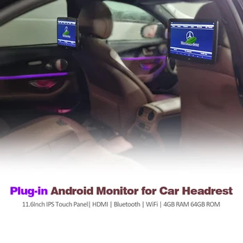 Подключаемый Автомобильный монитор на подголовнике Android Для Mercedes Benz Автомобильный ТВ-экран Для Детей с 11,6-дюймовым IPS Экраном 4K HDMI WiFi на заднем сиденье
