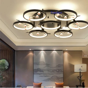 Потолочный светильник в китайском стиле, Ретро-Люстра для гостиной, Удобная спальня, Круглые потолочные светильники, Ресторан