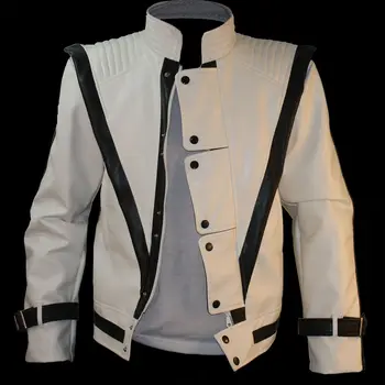 Одежда MJ Куртка Michael Jackson Thriller из белой Кожи MV show US Star Имитация английского военного ретро