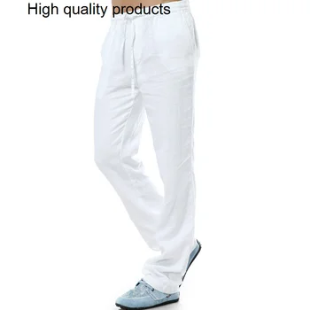 Новые модные летние льняные брюки мужские повседневные свободные мешковатые брюки уличная одежда в стиле хип-хоп с эластичной резинкой на талии