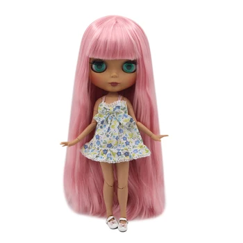 ЛЕДЯНАЯ кукла DBS Blyth обнаженная кукла с темной кожей розовыми длинными прямыми волосами и матовым лицом совместное тело BL6022