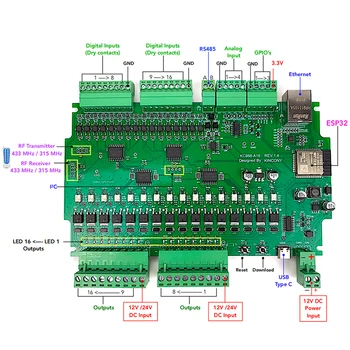 Kincony A16 ESP32 Плата Разработки MQTT TCP Web HTTP ESPhome Домашний Помощник Tasmota DIY Модуль WiFi реле Переключатель Arduino IDE