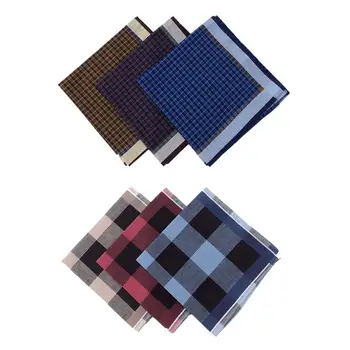 6 штук темно-клетчатых носовых платков Классические карманные квадратные разных цветов