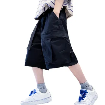 Детские шорты Летний модный дизайн с карманами, Новые поступления, хлопковые короткие штаны для подростков, одежда для мальчиков от 5 до 14 лет