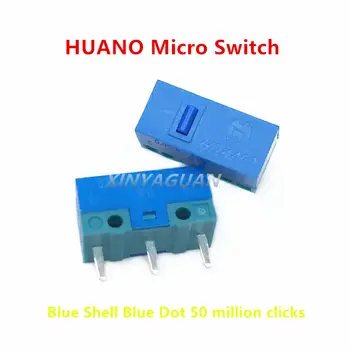 100 шт. Новый оригинальный микропереключатель мыши HUANO blue shell blue point 50 миллионов раз 0.78N компьютерная мышь 3 контакта кнопочный переключатель