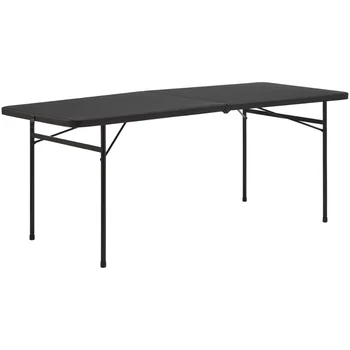 Опоры, 6-футовый Складной пластиковый стол, черный уличный стол, Стол для кемпинга, Складная уличная мебель для пикника