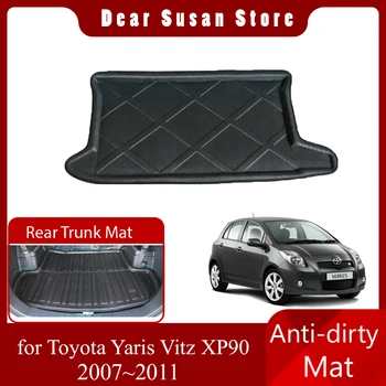 Специальный коврик для заднего багажника автомобиля Toyota Yaris Vitz XP90 Хэтчбек 2007 ~ 2011 Водонепроницаемый коврик для пола, аксессуары для багажника, чехол для багажника