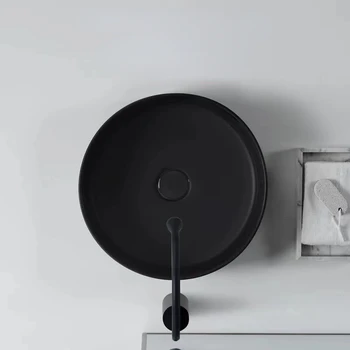 Креативный Матовый черный Стол для мытья рук в Скандинавском Стиле, Маленький Керамический Умывальник с одним Умывальником, круглый Таз на балконе