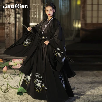 Оригинальные мужские халаты Hanfu, Традиционное китайское платье с вышивкой дракона, топ, Одежда Японского самурая, древнего фехтовальщика