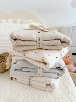Детское Муслиновое одеяло с зайчиком, Летнее Одеяло для новорожденных, Хлопковое Муслиновое Одеяло для младенцев