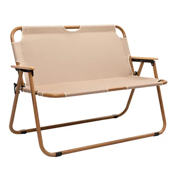 Двойной складной стул уличный портативный складной стул для отдыха на природе, пикника, двойной пляжный алюминиевый сплав, древесное зерно