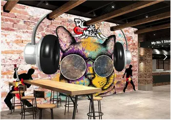 Настенная роспись на заказ, 3D фотообои, ретро-ностальгическая музыка, домашний декор в виде кошачьих каракулей, обои для гостиной, 3D обои на стену