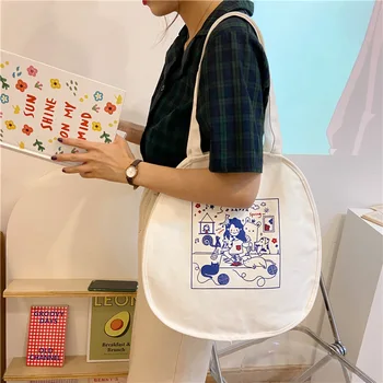Женская сумка через плечо, мягкая симпатичная сумка для литературного студенческого класса, белая японско-корейская шикарная простая холщовая сумка оптом, многоразовая сумка